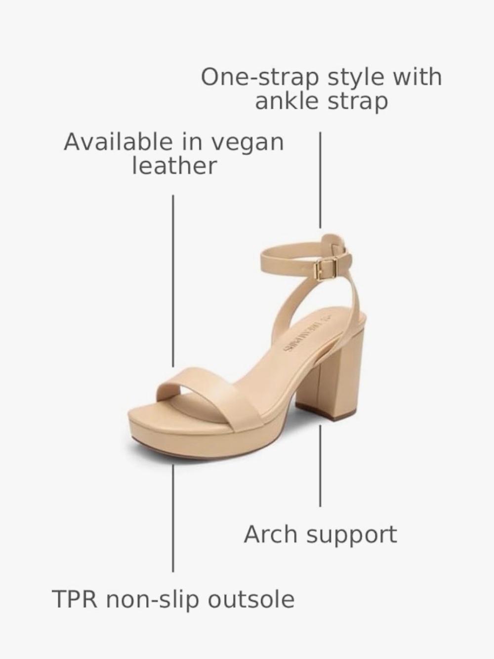 Platform Block Heel Sandals in Nude - Picture 2 of 6